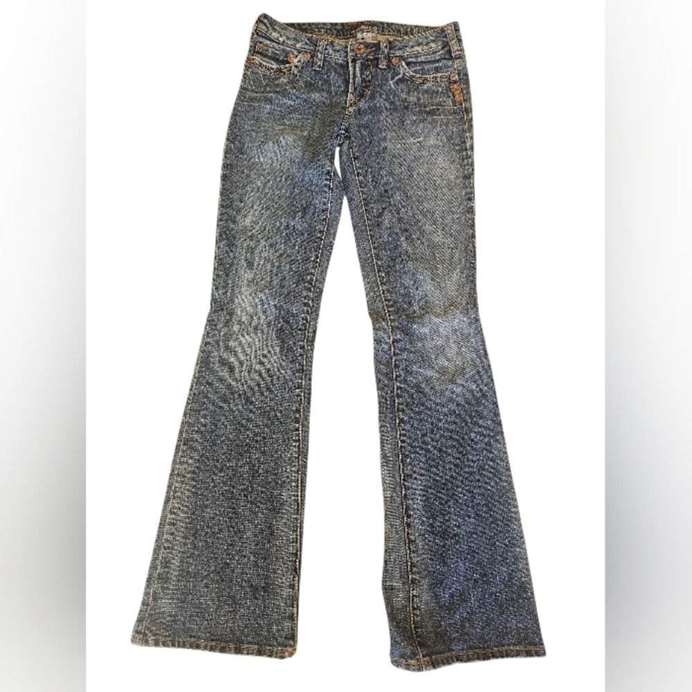 Y2K Silver Jeans Kaleidoscope Flare Bootcut Low Rise Jeans Size 27 Vintage
